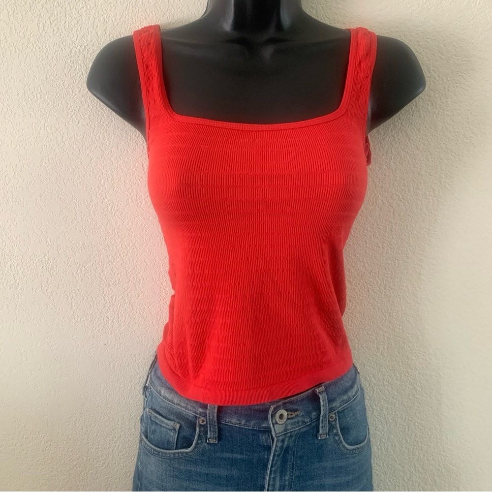 Free People Square One Seamless Cami Women M L Medium Large Red Tank Top